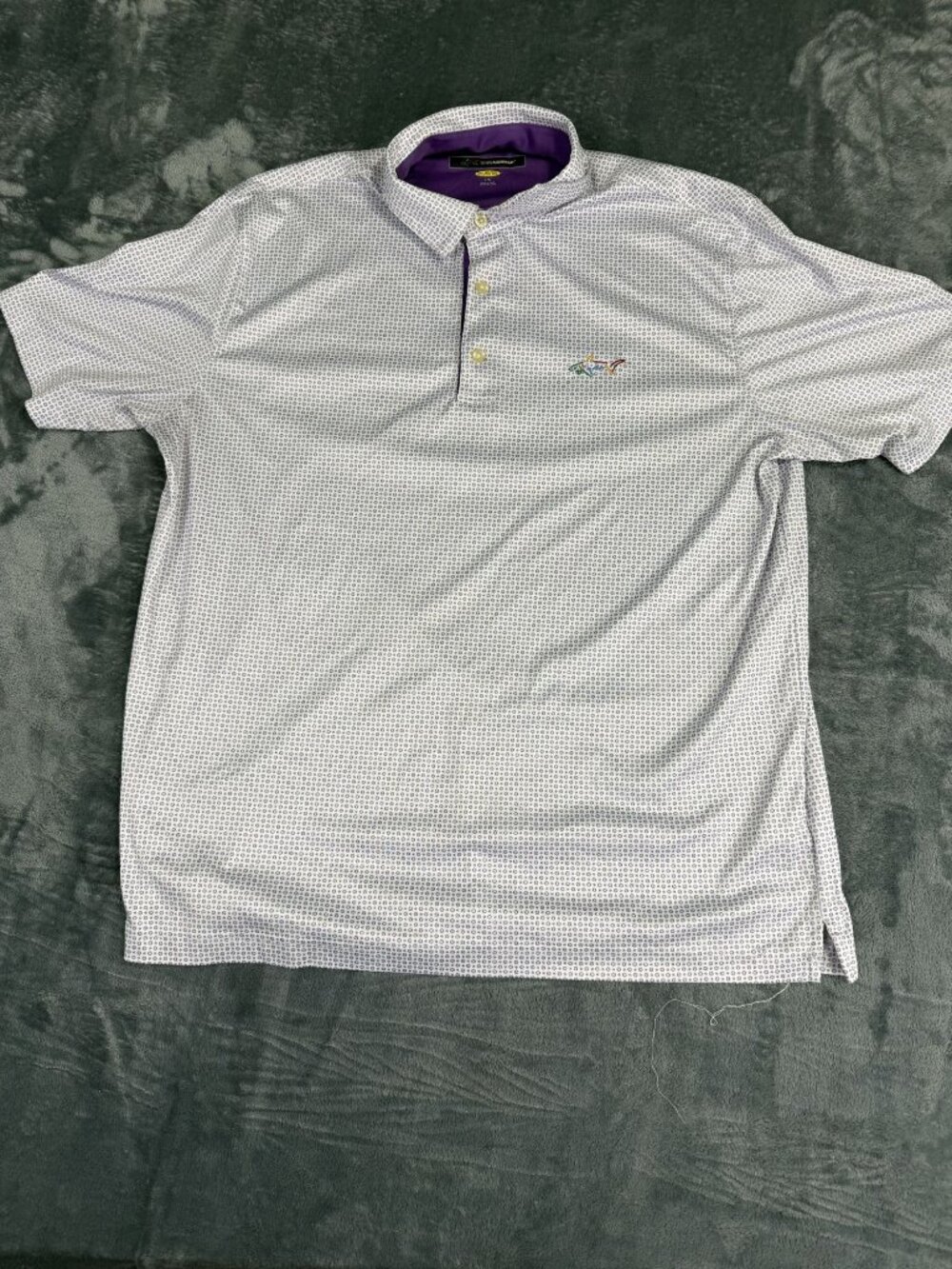 Greg Norman Mens Gray Purple Golf Polo Shirt L